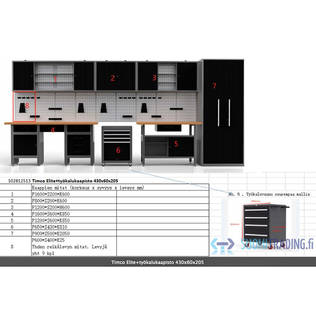 Työkalukaapisto 450x60x205 Timco Elite+ - Varastohyllyt ja Työkaluseinät - 6438014332499 - 2