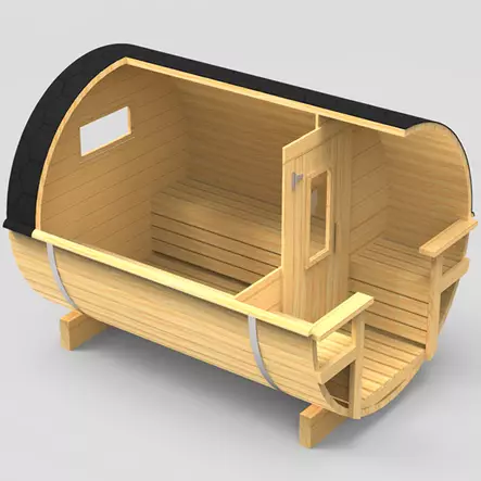 Tynnyrisauna 24 Terassilla 40mm Hirsi - Tynnyrisaunat ja Hirsisaunat - 11025042 - 2