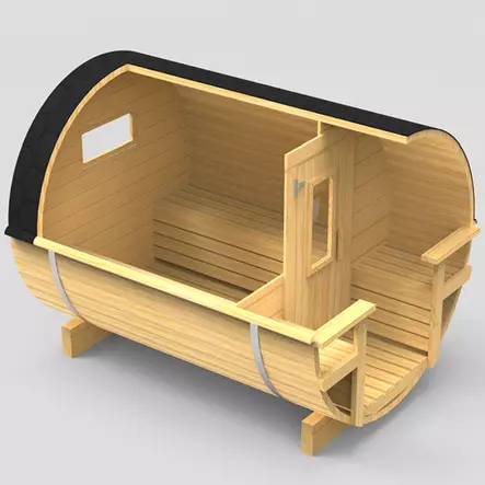 Tynnyrisauna 30 Terassilla 40mm Hirsi - Tynnyrisaunat ja Hirsisaunat - 11025043 - 2