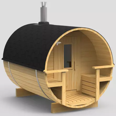 Tynnyrisauna 30 Terassilla 40mm Hirsi - Tynnyrisaunat ja Hirsisaunat - 11025043 - 1